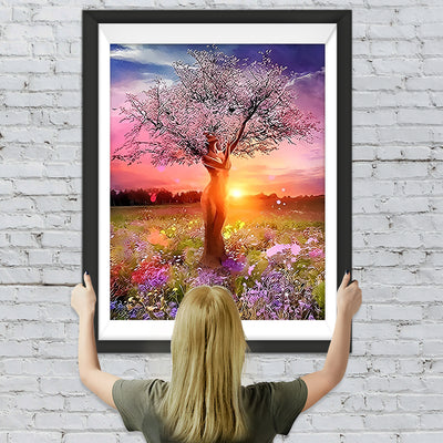 Femme et Arbre Plante Broderie Diamant