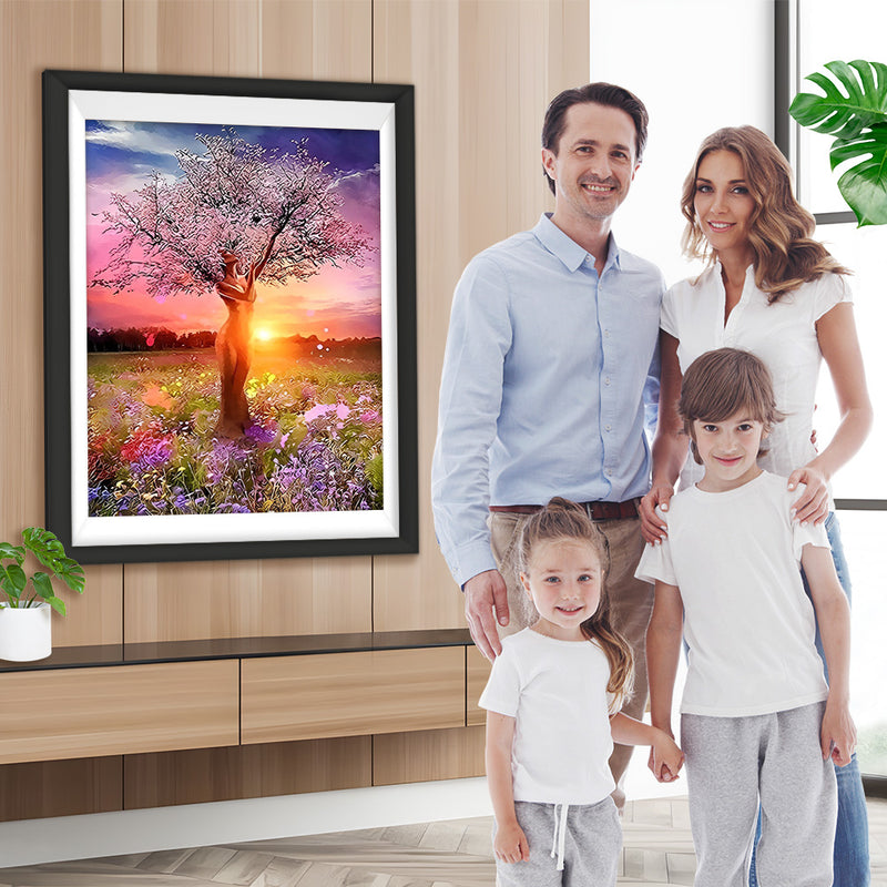 Femme et Arbre Plante Broderie Diamant