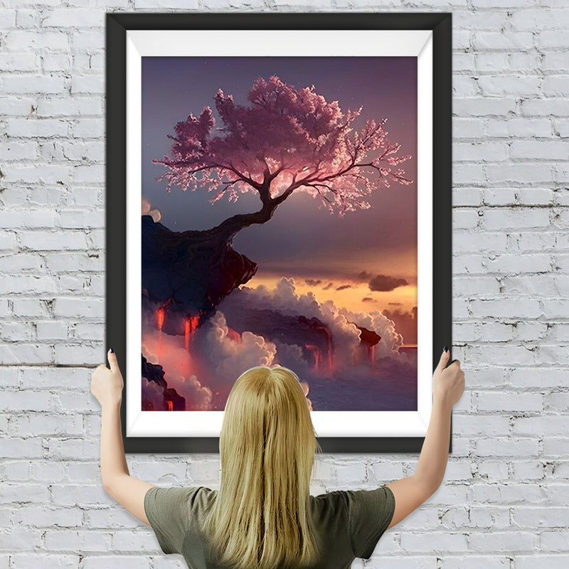 Arbre sur Nuages Broderie Diamant