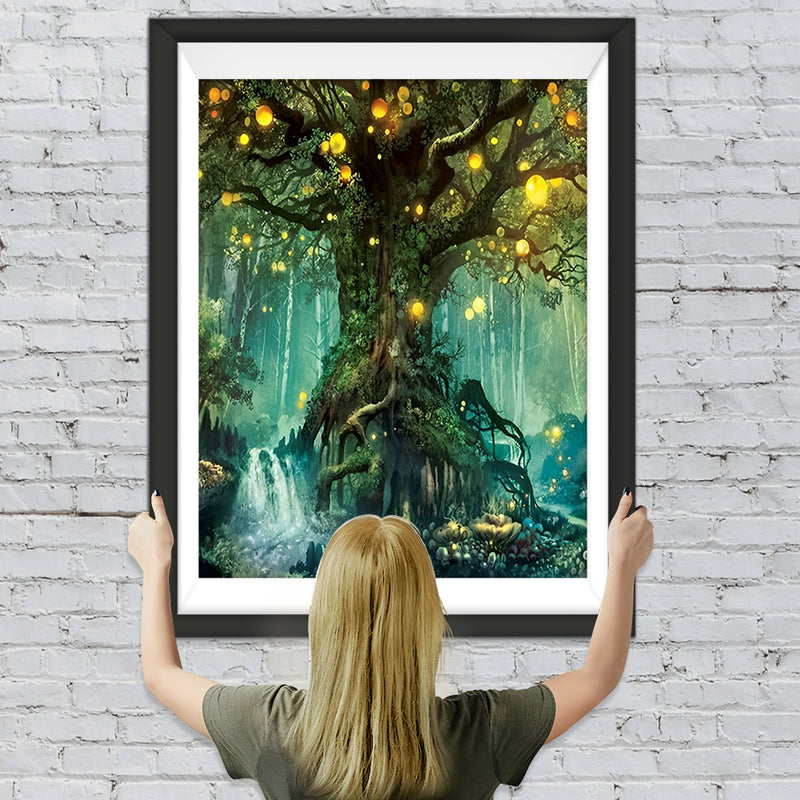 Arbre et Points de Lumière Broderie Diamant