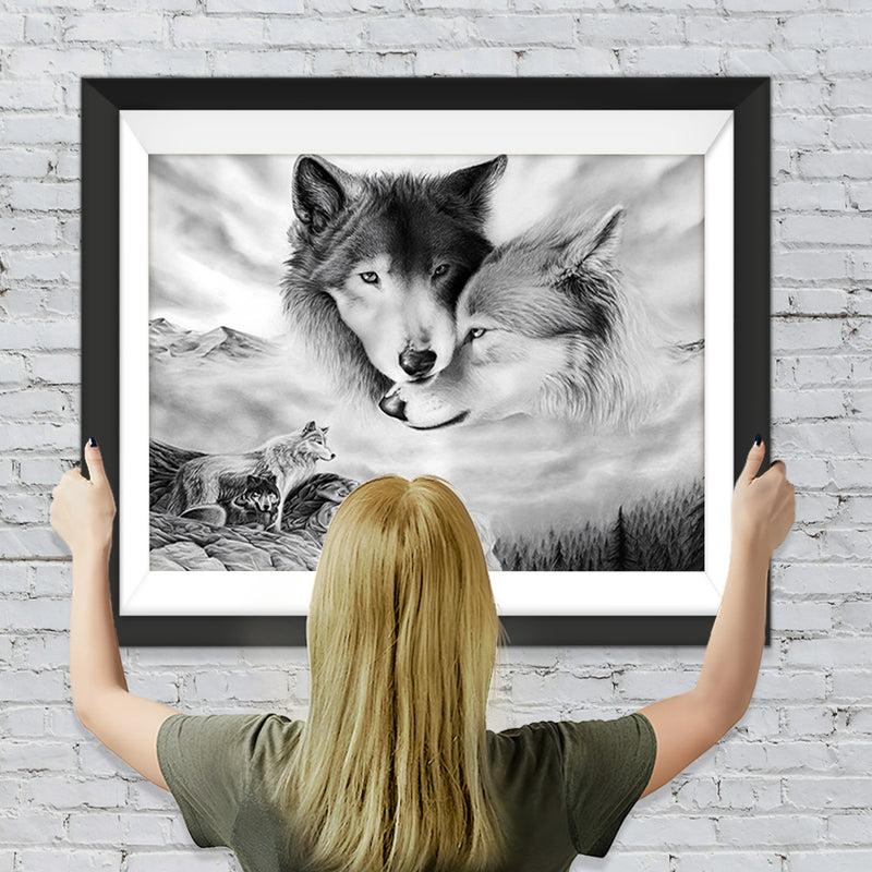Trois Loups Animal Broderie Diamant