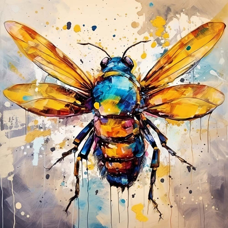 Abeille aux Ailes Dorées Broderie Diamant
