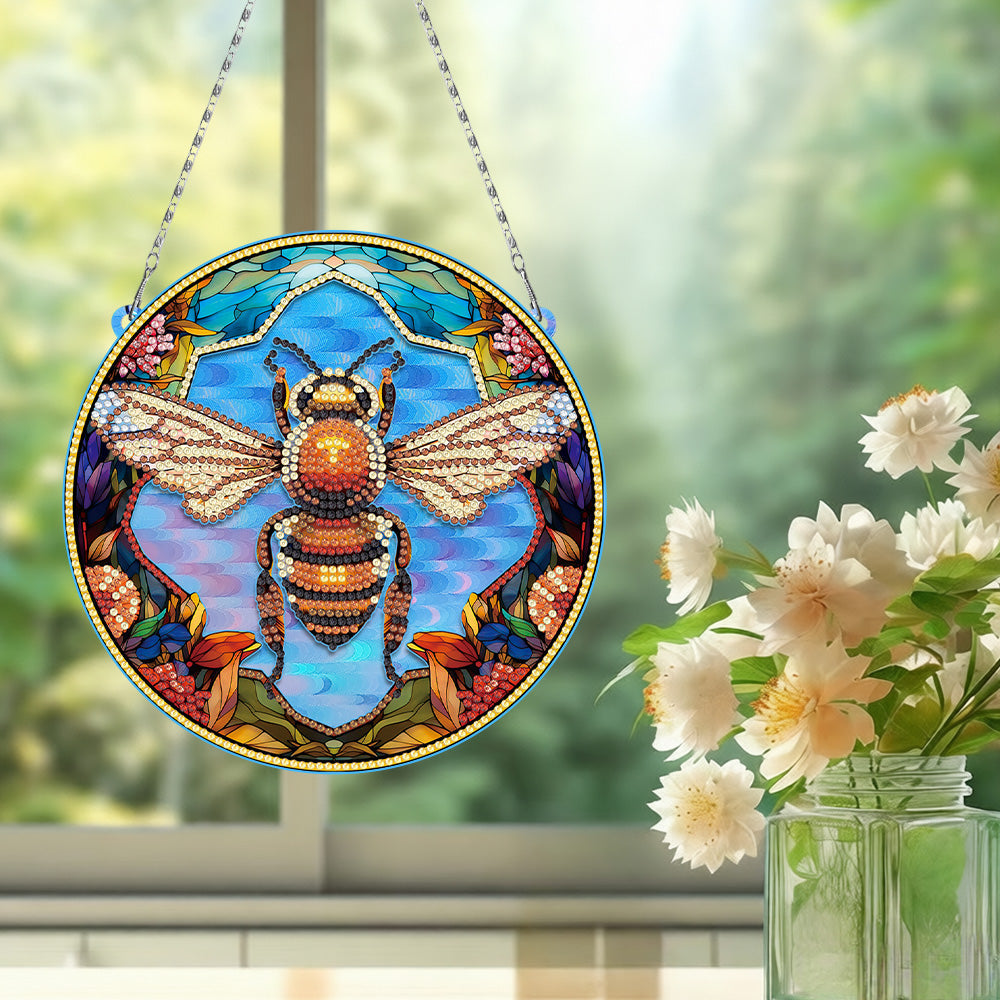 Abeille Laborieuse en Acrylique Pendentif Broderie Diamant