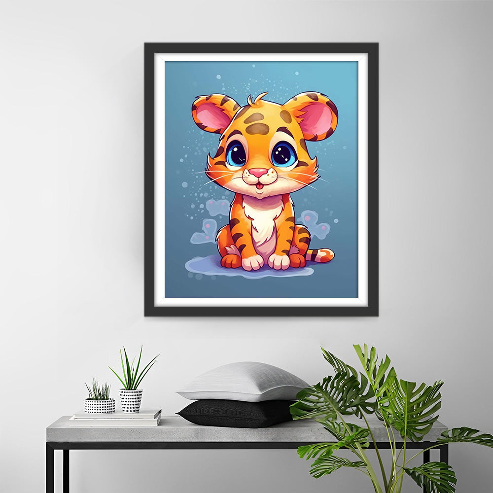 Adorable Bébé Tigre Dessin Animé Broderie Diamant