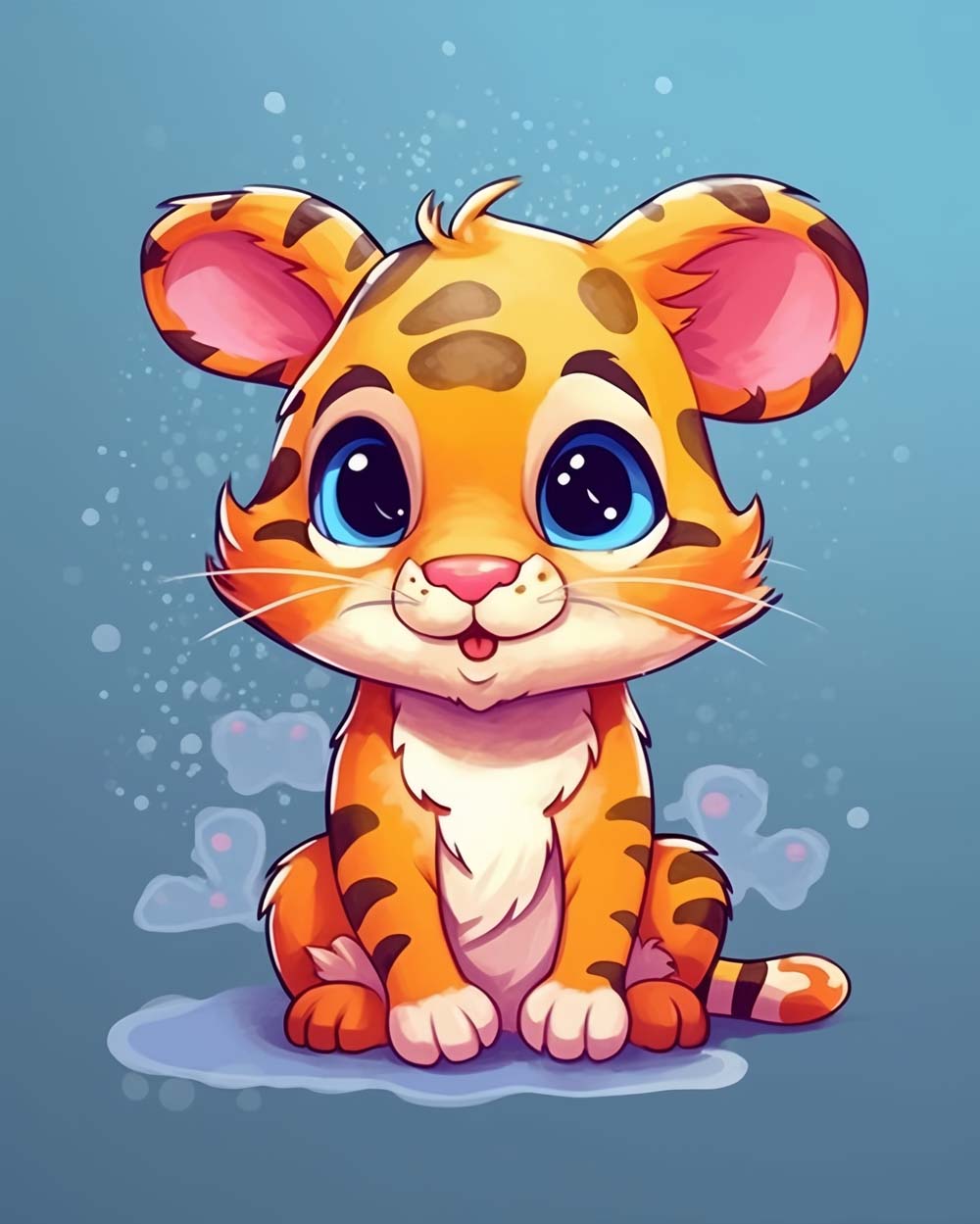 Adorable Bébé Tigre Dessin Animé Broderie Diamant