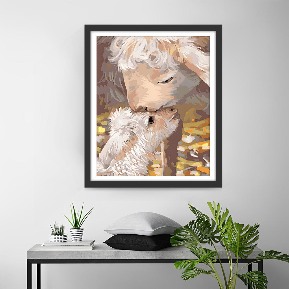 Alpaga et Son Bébé Broderie Diamant