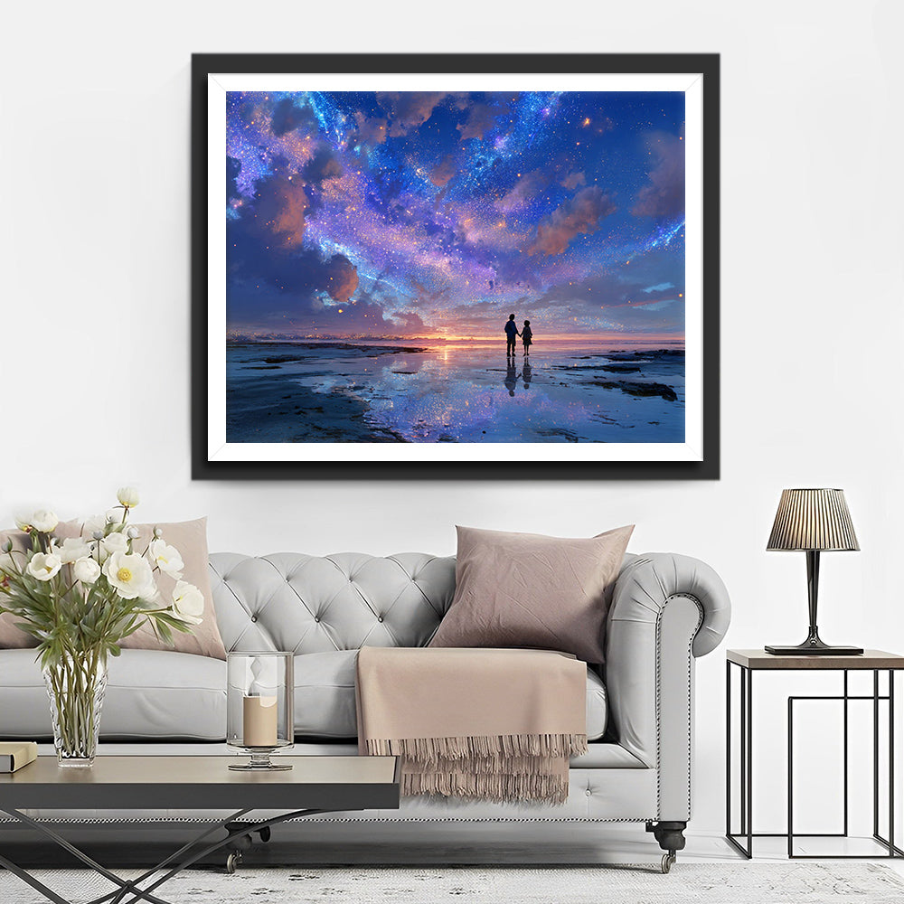 Amoureux sous les Aurores et Ciel Étoilé Broderie Diamant