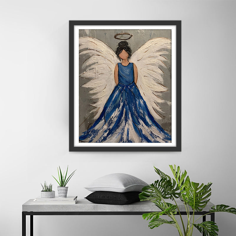 Ange en Robe Bleue Broderie Diamant