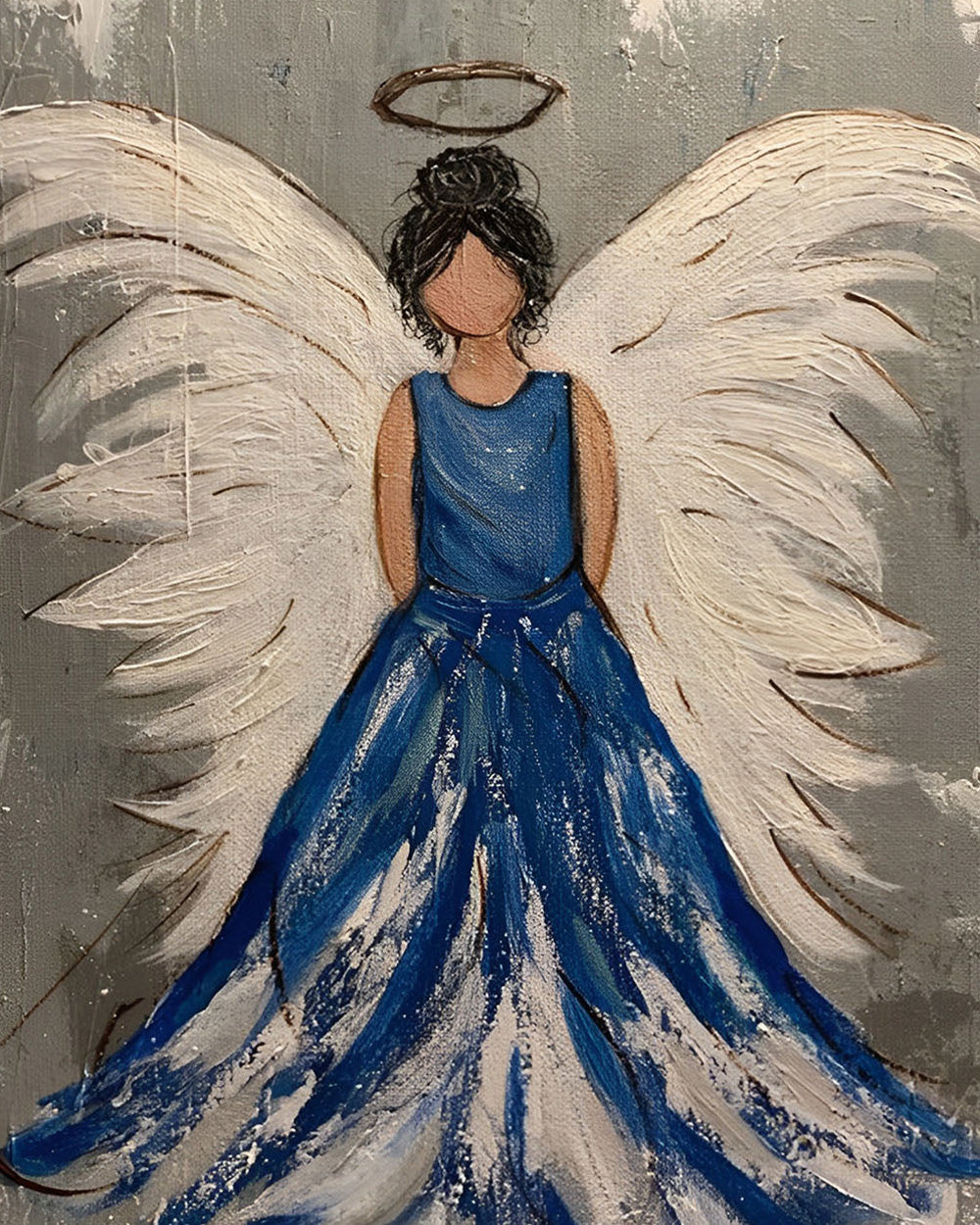 Ange en Robe Bleue Broderie Diamant