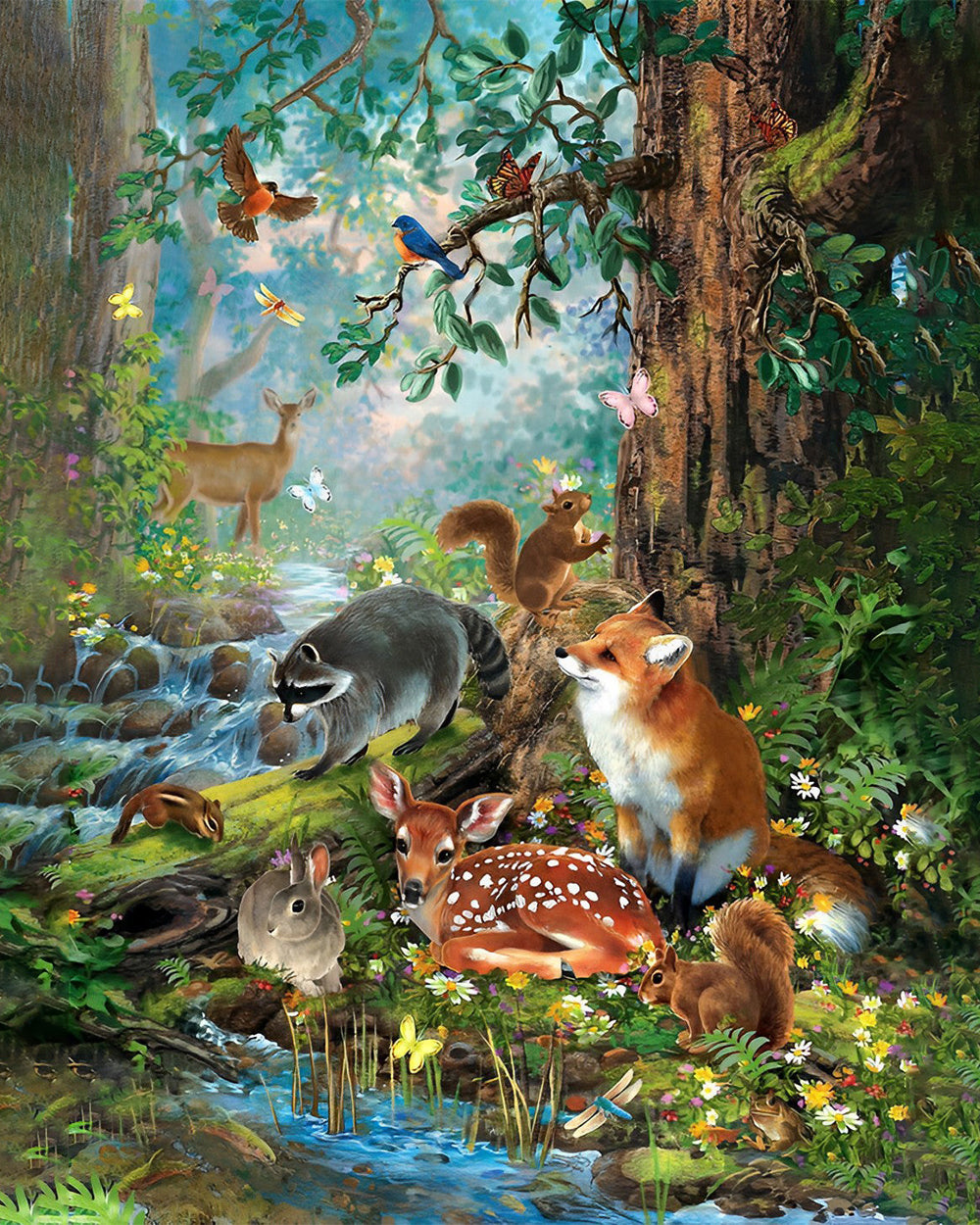 Animaux dans la Forêt d’Été Broderie Diamant