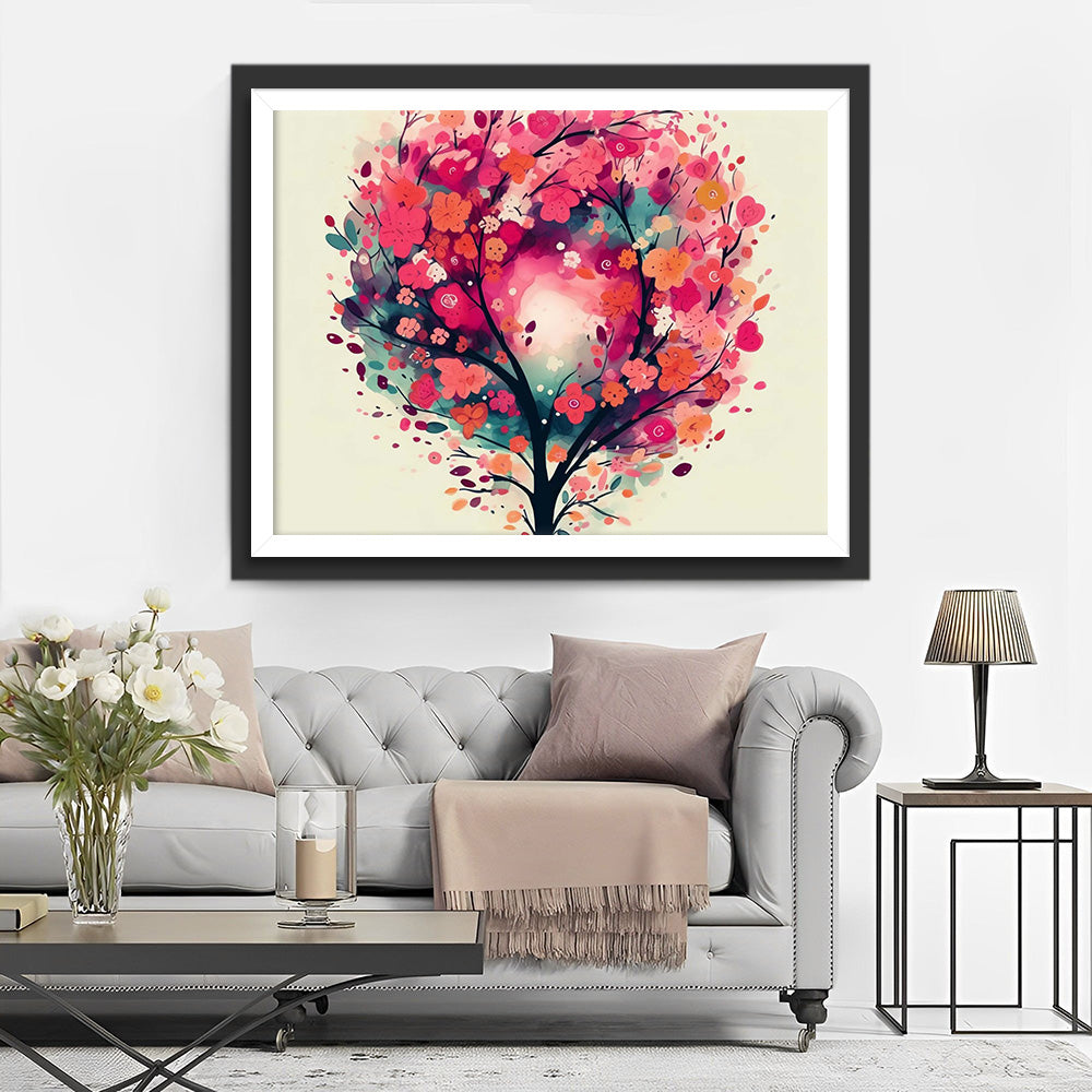 Arbre Bleu Abstrait et Lune Broderie Diamant