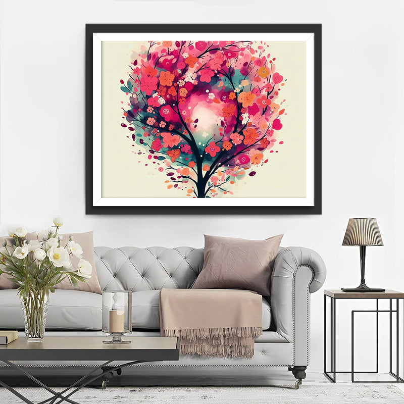Arbre Bleu Abstrait et Lune Broderie Diamant