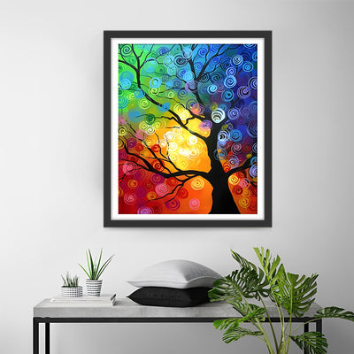 Arbre Abstrait Coloré Broderie Diamant