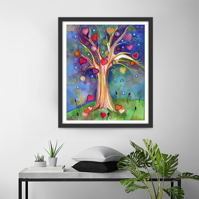 Arbre Cœur Abstrait Broderie Diamant