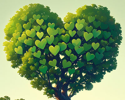 Arbre Cœur Vert Broderie Diamant