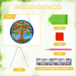 Arbre Couvert de Fleurs Rouges en Acrylique Pendentif Broderie Diamant