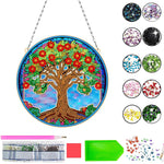 Arbre Couvert de Fleurs Rouges en Acrylique Pendentif Broderie Diamant