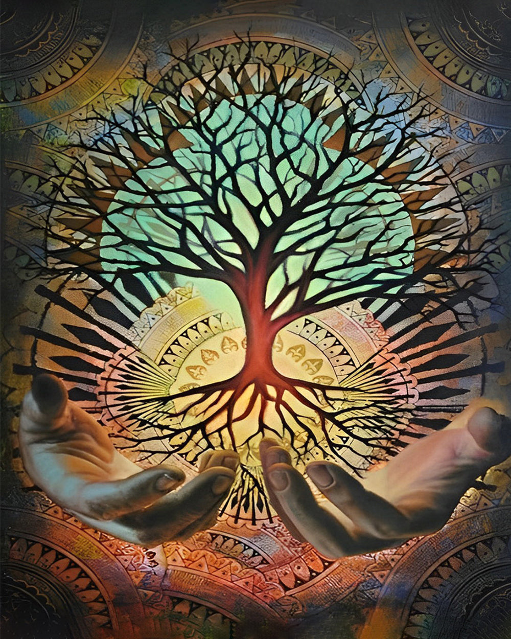 Arbre de la Fortune dans la Main Broderie Diamant