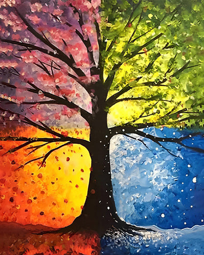 Arbre des Quatre Saisons Broderie Diamant