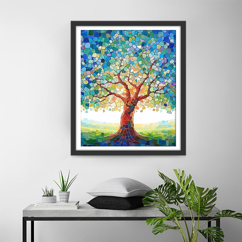 Arbre en Blocs Abstraits Broderie Diamant