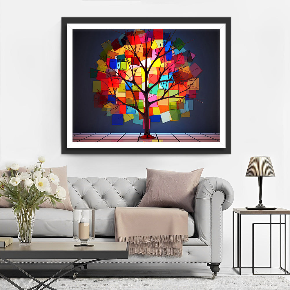 Arbre en Vitrail Broderie Diamant