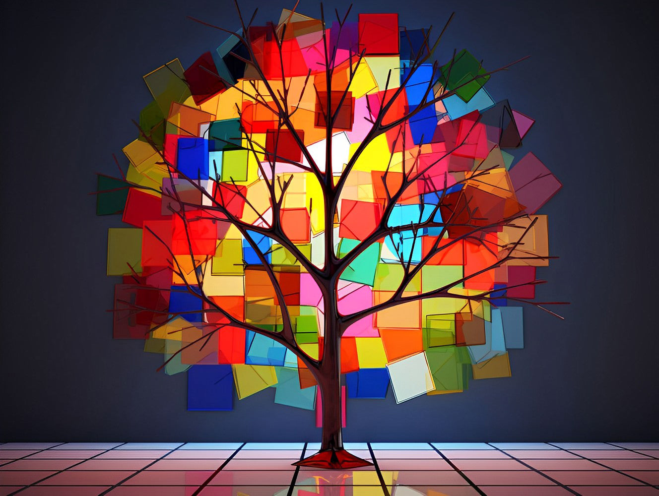 Arbre en Vitrail Broderie Diamant