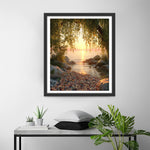 Arbre Géant au Bord du Lac au Lever du Soleil Broderie Diamant