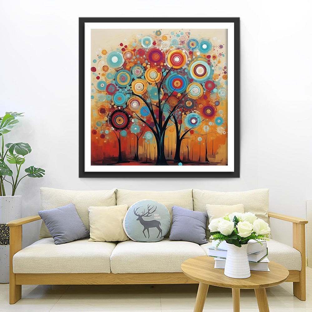 Arbre Luxuriant Abstrait Broderie Diamant