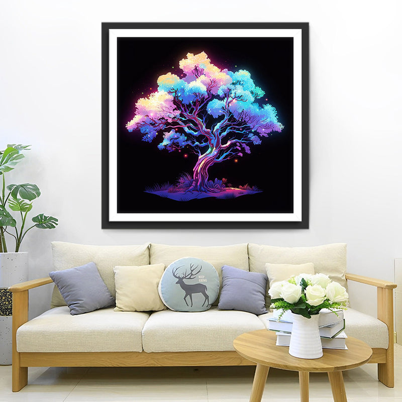 Arbre Luxuriant Brillant dans le Noir Broderie Diamant