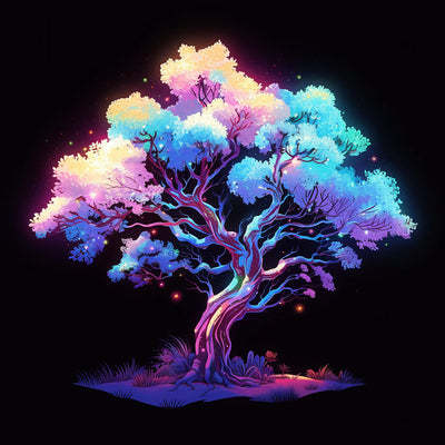 Arbre Luxuriant Brillant dans le Noir Broderie Diamant