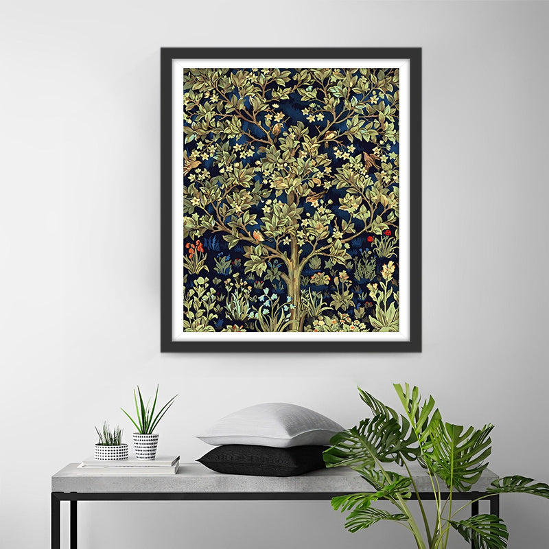 Arbre Plein de Feuilles Vertes Broderie Diamant