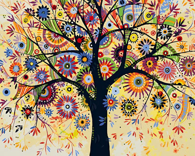 Arbre Soleil Abstrait Broderie Diamant