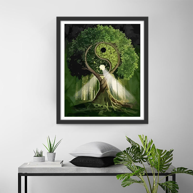 Arbre Tai Chi Vert Broderie Diamant
