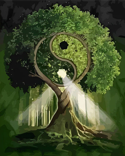 Arbre Tai Chi Vert Broderie Diamant