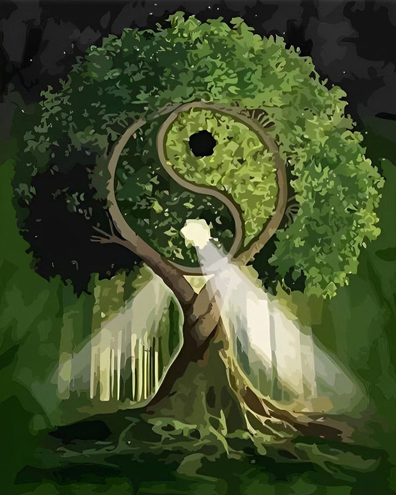 Arbre Tai Chi Vert Broderie Diamant