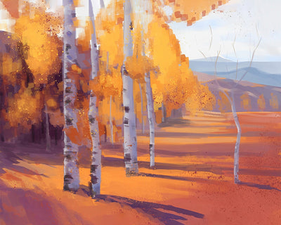 Arbres Jaunes d’Automne Broderie Diamant