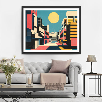 Architecture Moderne Pop Art et Lune Broderie Diamant