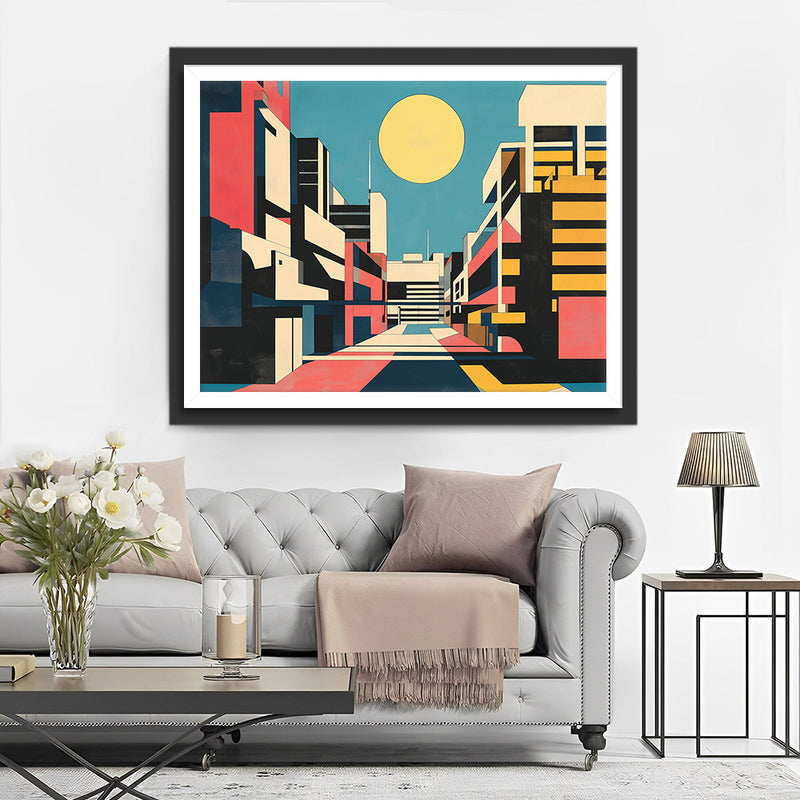 Architecture Moderne Pop Art et Lune Broderie Diamant