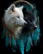 Attrape-Rêve du Loup Noir et Blanc Broderie Diamant