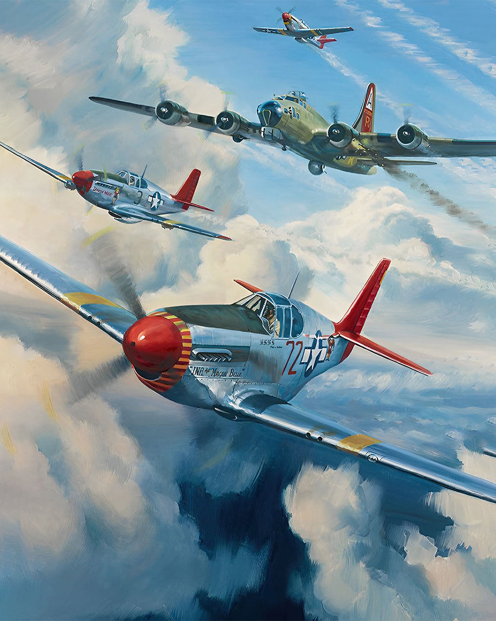 Avion de Combat Volant à Travers les Nuages Broderie Diamant