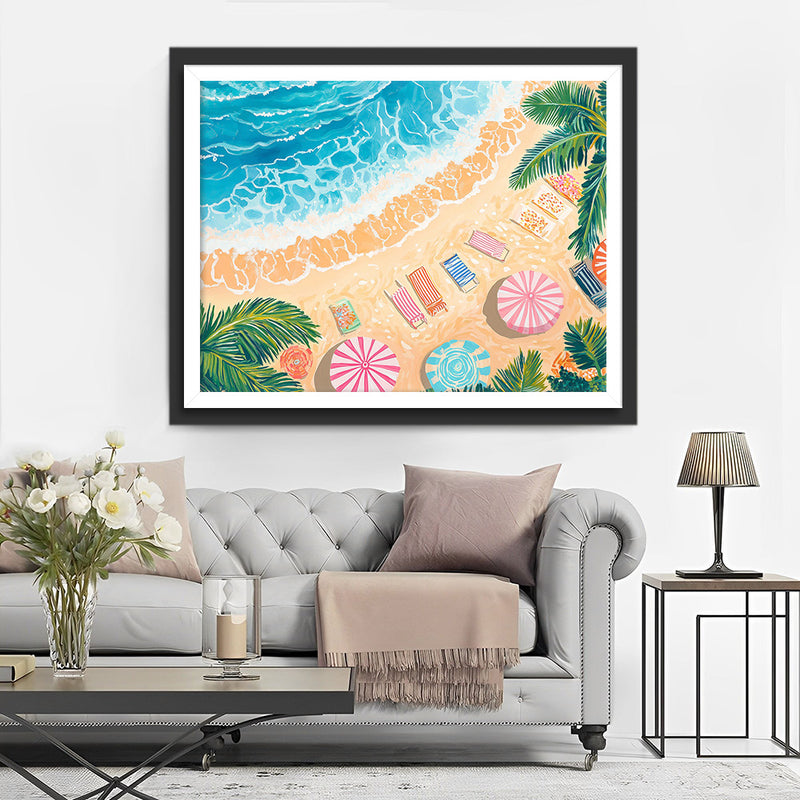 Bain de Soleil au Bord de la Mer Broderie Diamant