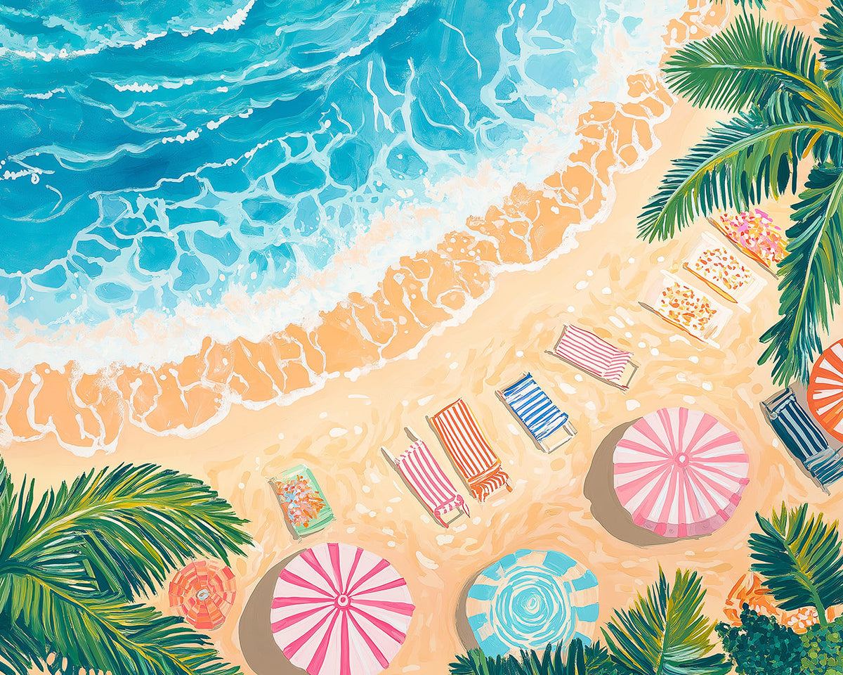 Bain de Soleil au Bord de la Mer Broderie Diamant