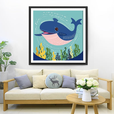 Baleine Bleue de Dessin Animé Broderie Diamant
