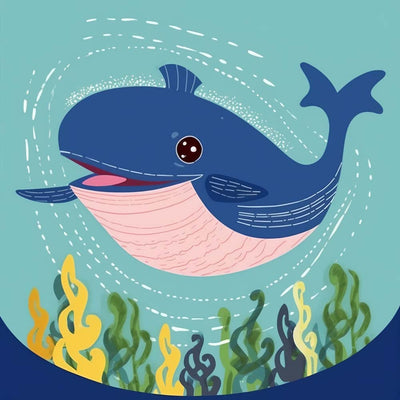 Baleine Bleue de Dessin Animé Broderie Diamant
