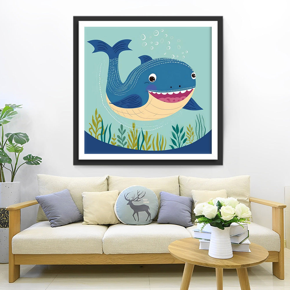 Baleine Cartoon Souriant Broderie Diamant
