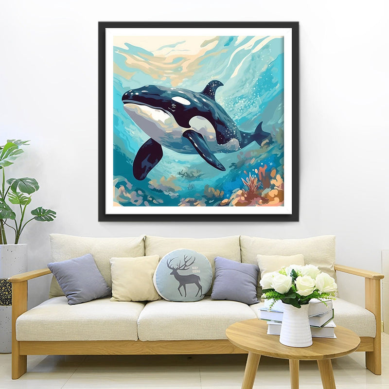 Baleine dans la Mer Broderie Diamant