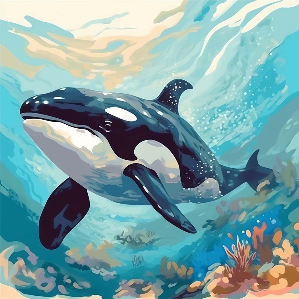 Baleine dans la Mer Broderie Diamant