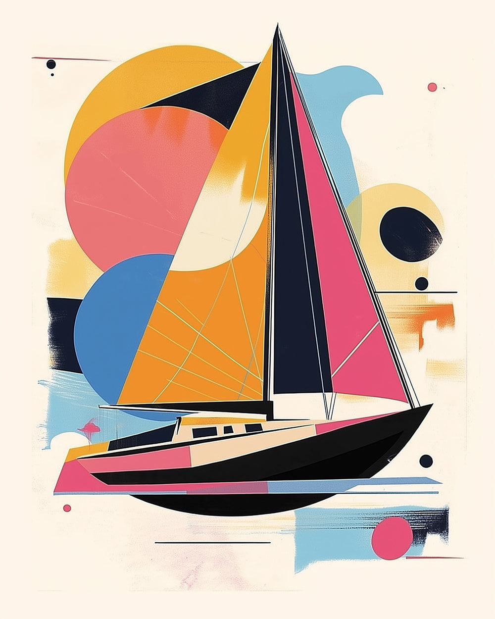 Bateau Géométrique Abstrait Broderie Diamant