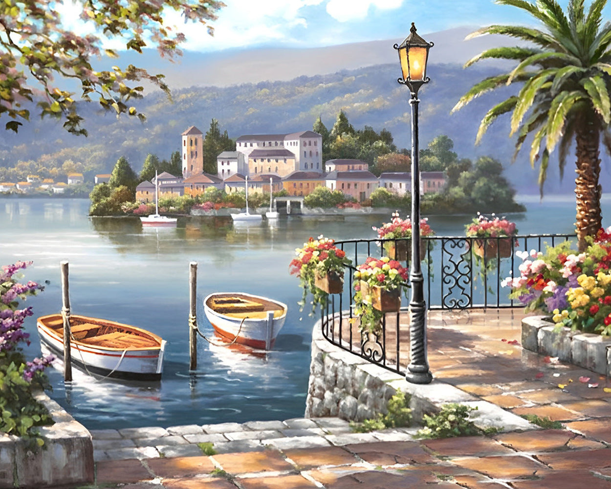 Bateaux de Mer au Printemps Broderie Diamant