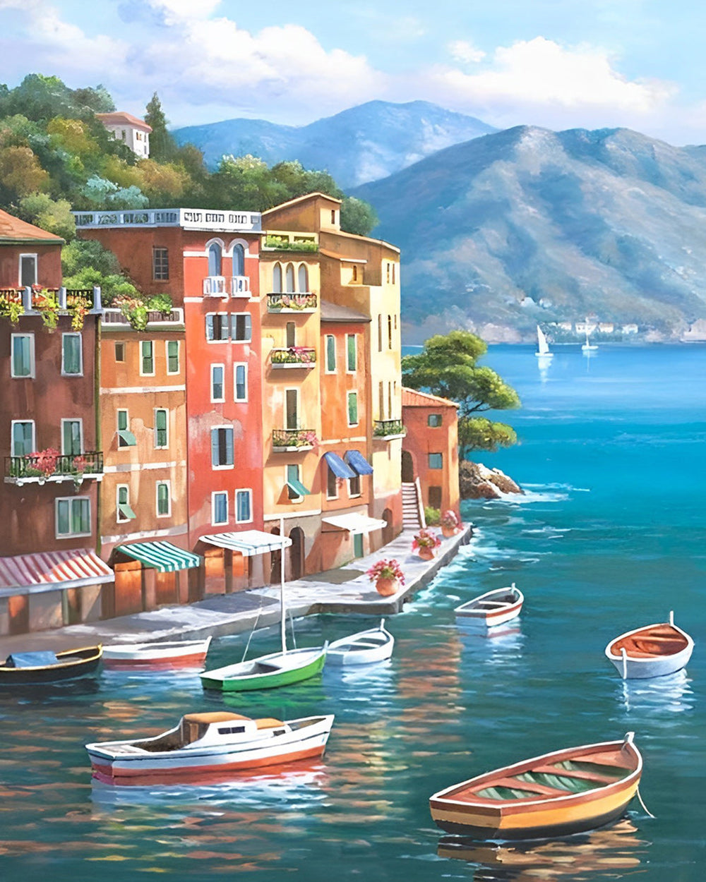 Bâtiments au Bord de la Mer Broderie Diamant